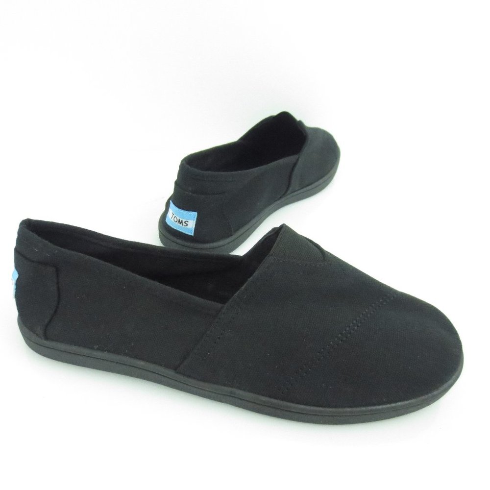New TOMS "Not For Resale" Black Canvas Flat Shoes Cotton